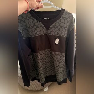 COACH Gray and Black Patterned Sweatshirt